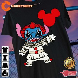 Disney Spooky Stitch IT Pennywise Costume Halloween 2023 Celebrate Outfit T-Shirt