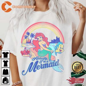 Enchanting Seas Disney Little Mermaid Pastel Rainbow Retro Graphic T-shirt