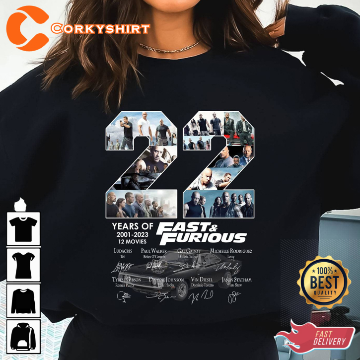 Fast And Furious Fast X Movie 22th Anniversary T-Shirt
