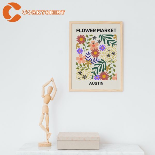 Flower Market Austin Texas Trendy Aesthetic Poster