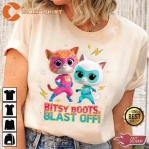 Galactic Whiskers Superkitties Ginny and Bitsy Boots T-Shirt