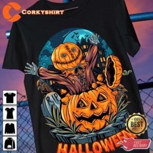 Halloween Pumpkin Headstone Halloween 2023 Celebrate Outfit T-Shirt