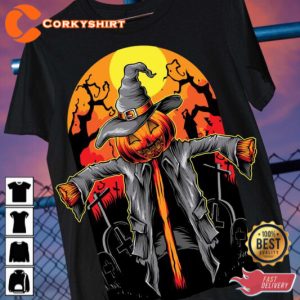 Halloween Pumpkin Scarecrow Halloween 2023 Celebrate Outfit T-Shirt