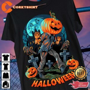 Halloween Pumpkin Zombie Halloween 2023 Celebrate Outfit T-Shirt