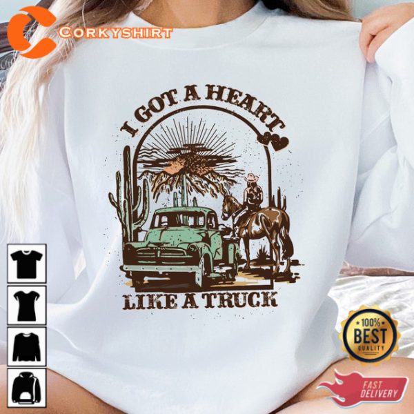 Heart Like A Truck Cowboy Sweater Country Music Tour T-shirt