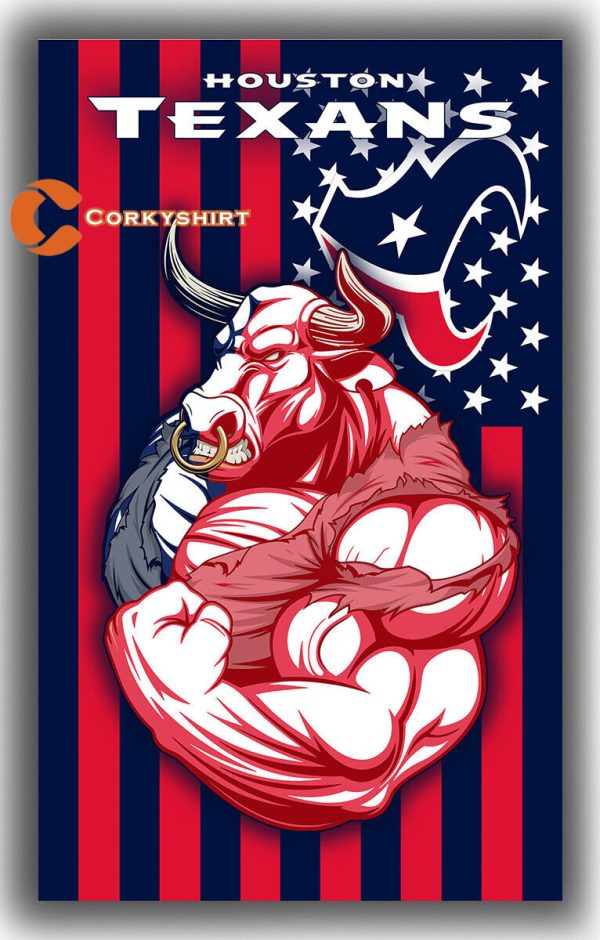 Houston Texans Football Team Mascot US Flag Fan Best Banner