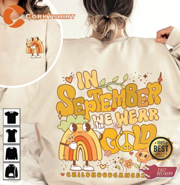 In September We Wear Gold Cancer Support Gift Sweatshirt