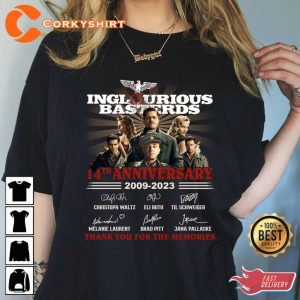 Inglourious Basterds Movie 2009-2023 Thank You For The Memories 14th Anniversary T-Shirt