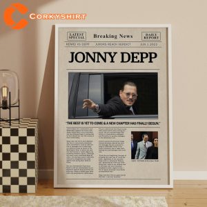 Johnny Depp Retro Newspaper Print Wall Art Poster