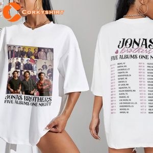Jonas Brothers Tour Dates 2023 Five Albums On Night Concert T-shirt
