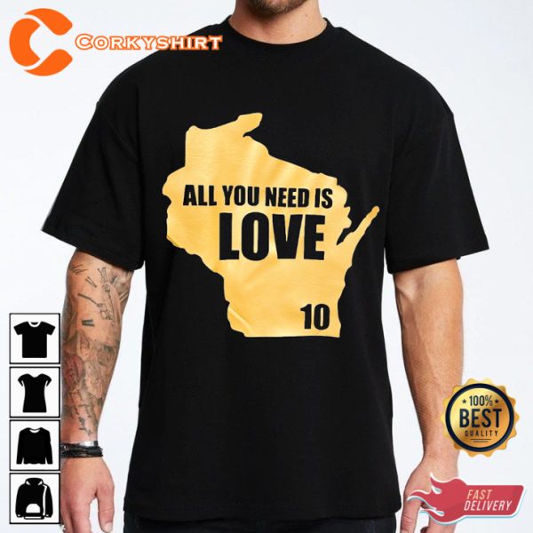 Jordan Love Green Bay Packers All You Need is Love Packers Football Sportwear T-Shirt
