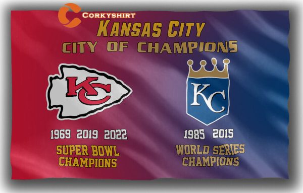 Kansas city CHIEFS ROYALS Flag City of Champions Fan Best Banner