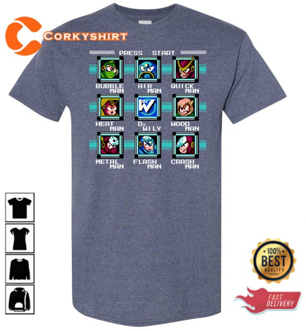 Mega Man 2 Bosses Arcade Gaming Vibes T-Shirt