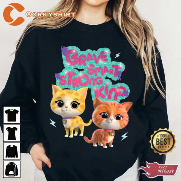 Meow Magic Superkitties Brave Smart Strong Kind T-shirt