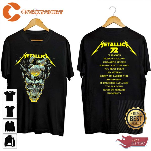 Metallica 72 Seasons 2023 2024 World Tour Metal Head Skull Fanwear Style Fashion T-Shirt