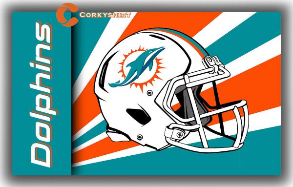 Miami Dolphins Football Team HELMET Memorable Flag