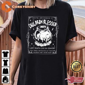 Nesta Archeron Acotar Cauldron Blessed Lady Death Band Halloween Horror Inspired T-Shirt