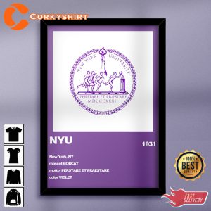 Nyu Wall Decor Gift Dorm Room Art College Poster