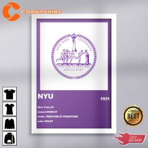 Nyu Wall Decor Gift Dorm Room Art College Poster