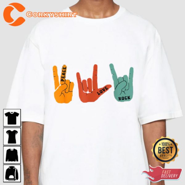 Peace Love Rock Sign Musician Rockstar Unisex T-shirt