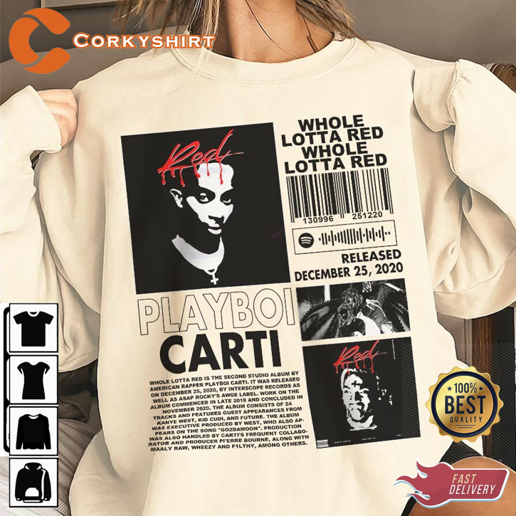 Playboi Carti Rap Shirt, Whole Lotta Red Album 90s Shirt all size