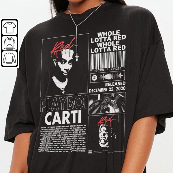 Playboi Carti Rap Whole Lotta Red Album 90s Y2k Merch Concert T-Shirt