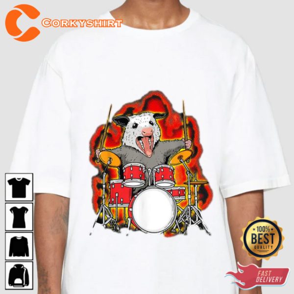 Possum Playing The Drum Drummer Internet Viral Unisex T-shirt