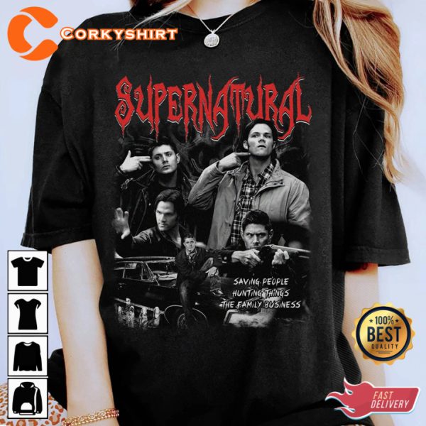 Sam Dean Saving People Hunting Things Family Business Supernatural Movie T-Shirt