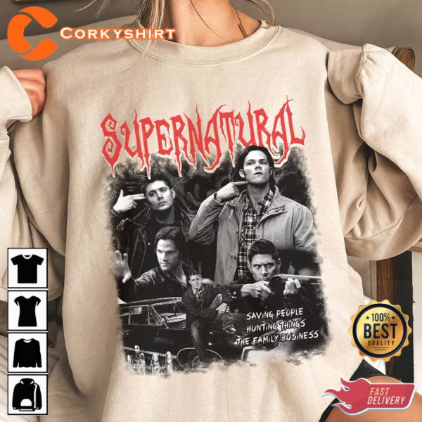 Sam Dean Saving People Hunting Things Family Business Supernatural Movie T-Shirt