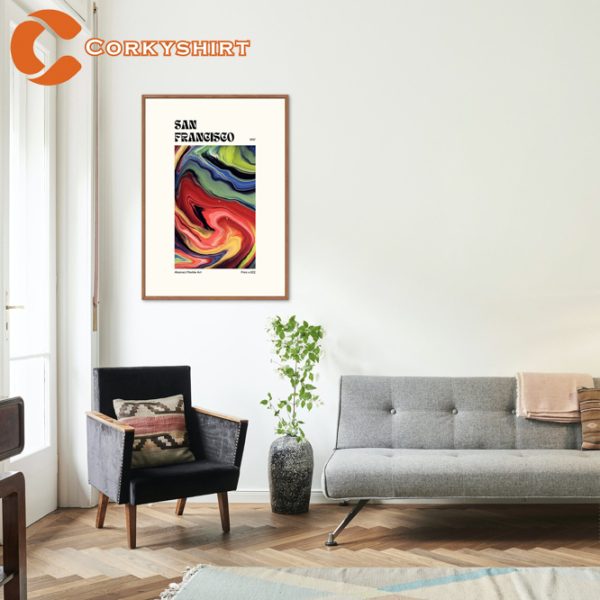 San Francisco Abstract Marble Art 1997 Trendy Digital Home Poster