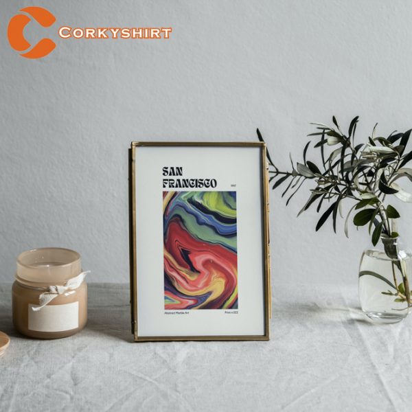 San Francisco Abstract Marble Art 1997 Trendy Digital Home Poster
