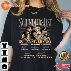 Schindler List 1993-2023 Thank You For The Memories 30th Anniversary T-Shirt