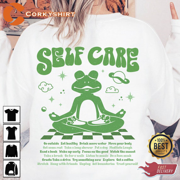 Self Care Frog Sweatshirt Cottagecore T-shirt