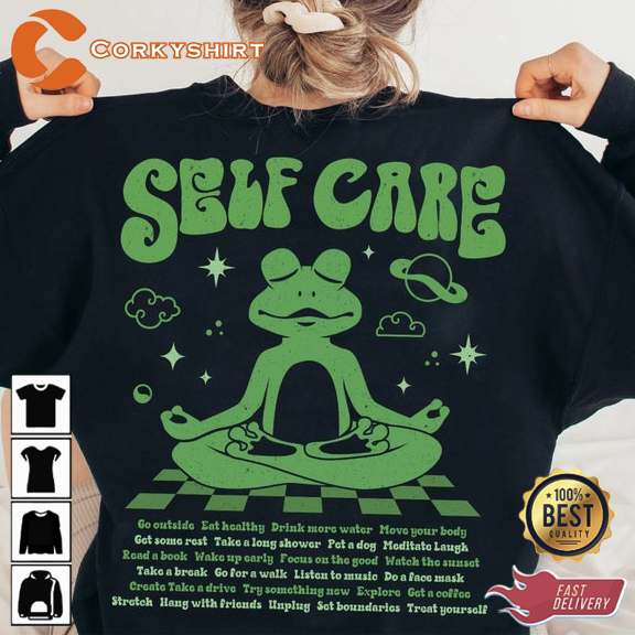 Self Care Frog Sweatshirt Cottagecore T-shirt