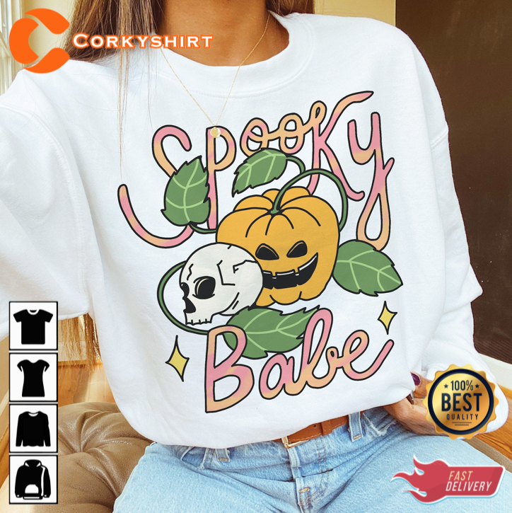 Spooky Babe Halloween Pumpkin Horror Costume Sweatshirt