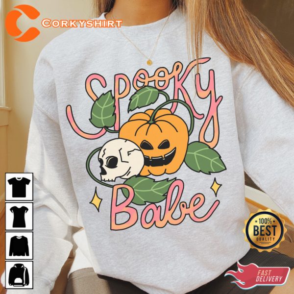 Spooky Babe Halloween Pumpkin Horror Costume Sweatshirt