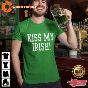 St Patricks Day Kiss My Irish Macs Small Green T-Shirt