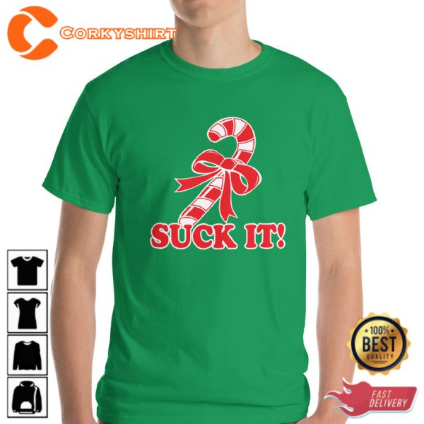 Suck It Candy Cane Xmas Gift T-Shirt