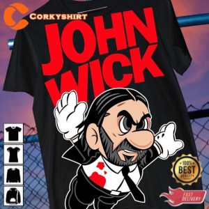 Super Mario Bros John Wick Costume Classic Gamer T-Shirt