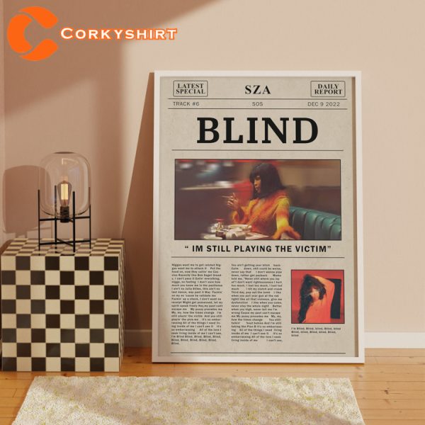 Sza Blind Lyric Sos Album Newspaper Print Wall Art Poster