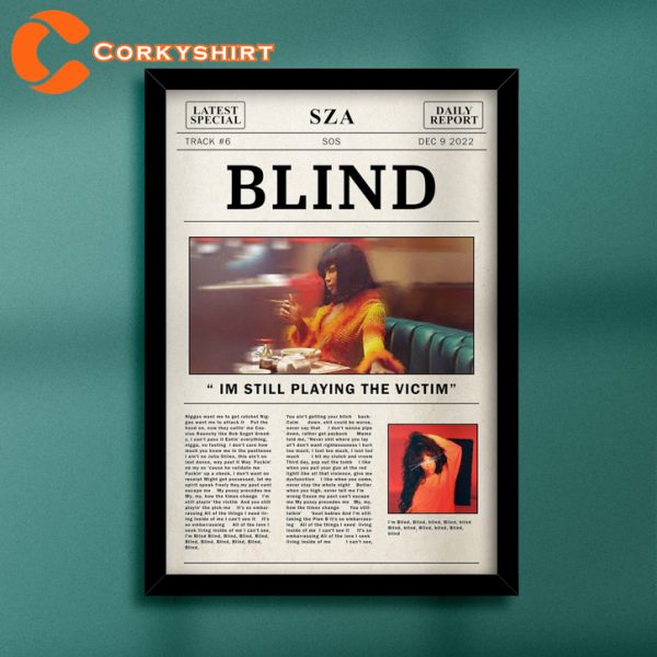 Sza Blind Lyric Sos Album Newspaper Print Wall Art Poster