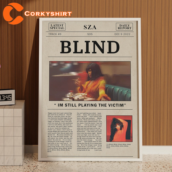 Sza Blind Lyric Sos Album Newspaper Print Wall Art Poster