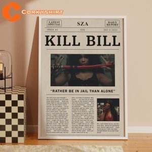 Sza Retro Kill Bill Lyric Newspaper Print Wall Art Poster