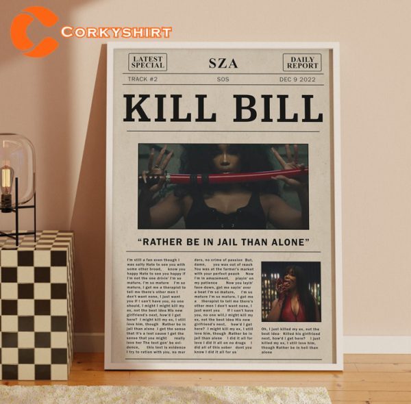 Sza Retro Kill Bill Lyric Newspaper Print Wall Art Poster