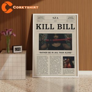Sza Retro Kill Bill Lyric Newspaper Print Wall Art Poster