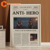 Taylor Swift Anti-hero Lyric Newspaper Print Wall Art Poster
