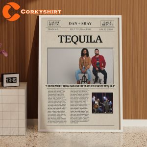 Tequila Vintage Danshay Country Lyrics Newspaper Print Wall Art Poster