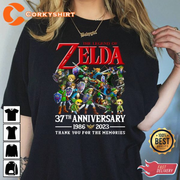 The Legend Of Zelda 1986-2023 Thank You For Memories 37th Anniversary T-Shirt
