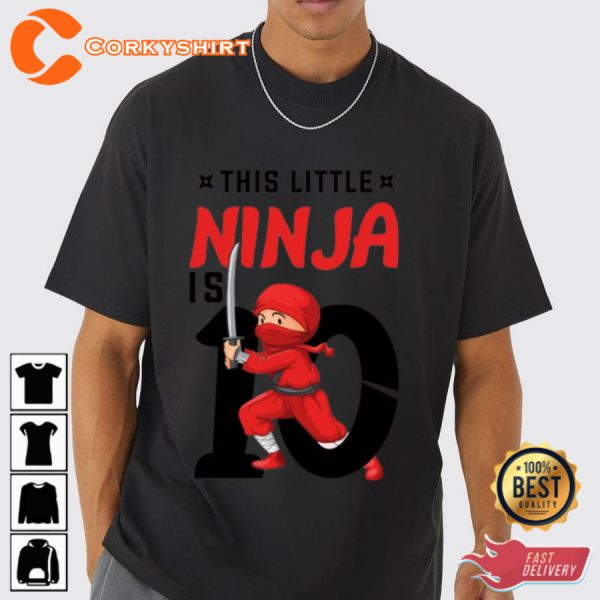 This Little Ninja Is 10 Trending 10th Birthday Unisex T-Shirt