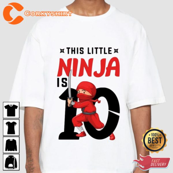 This Little Ninja Is 10 Trending 10th Birthday Unisex T-Shirt